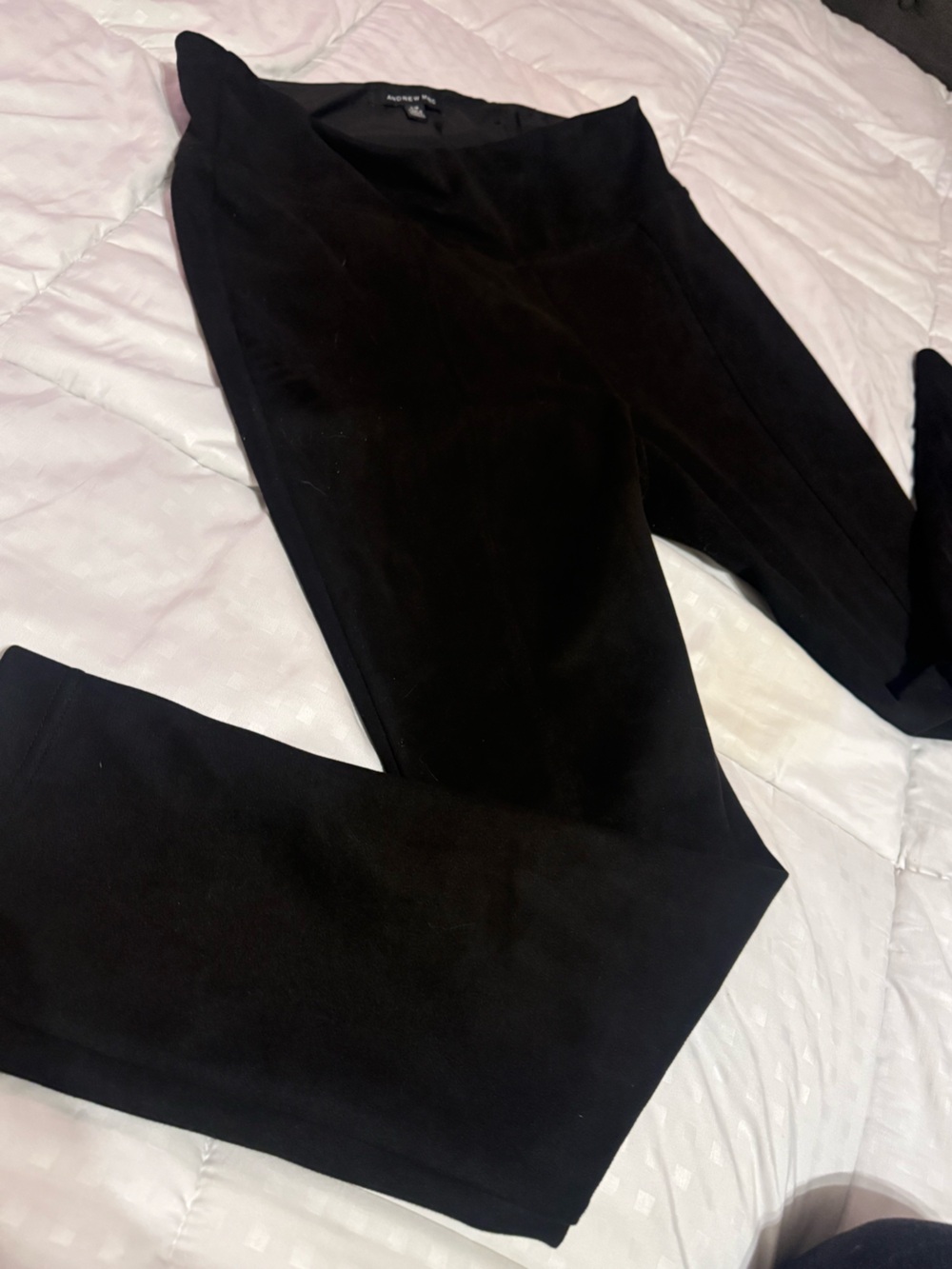 Large Black Andrew Marc Pants - stretch and have a suede feel to them